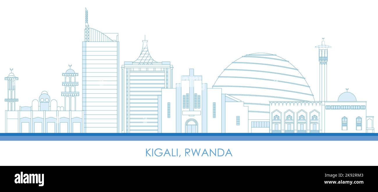 Aperçu Skyline panorama de la ville de Kigali, Rwanda - illustration vectorielle Illustration de Vecteur