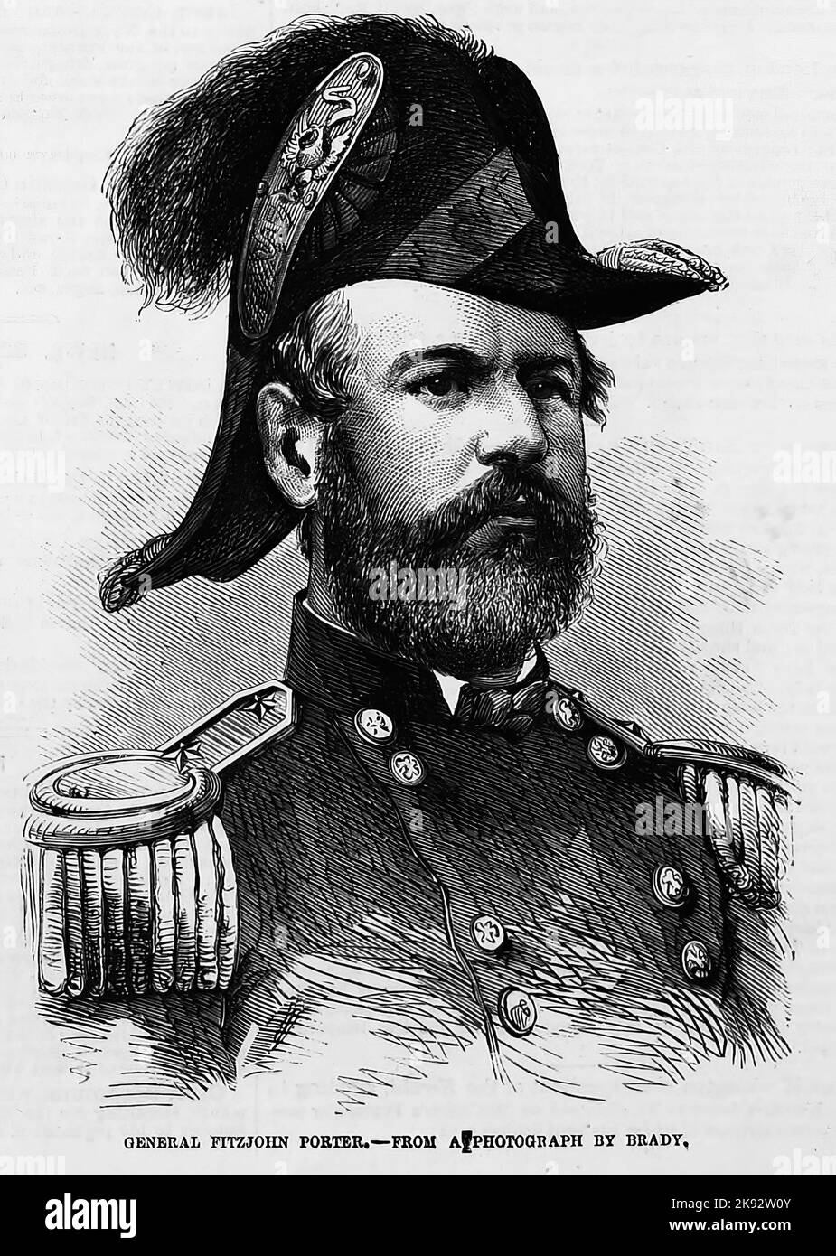 Portrait du général Fitz John porter. 1862. Illustration de la guerre de Sécession de 19th siècle dans le journal illustré de Frank Leslie Banque D'Images