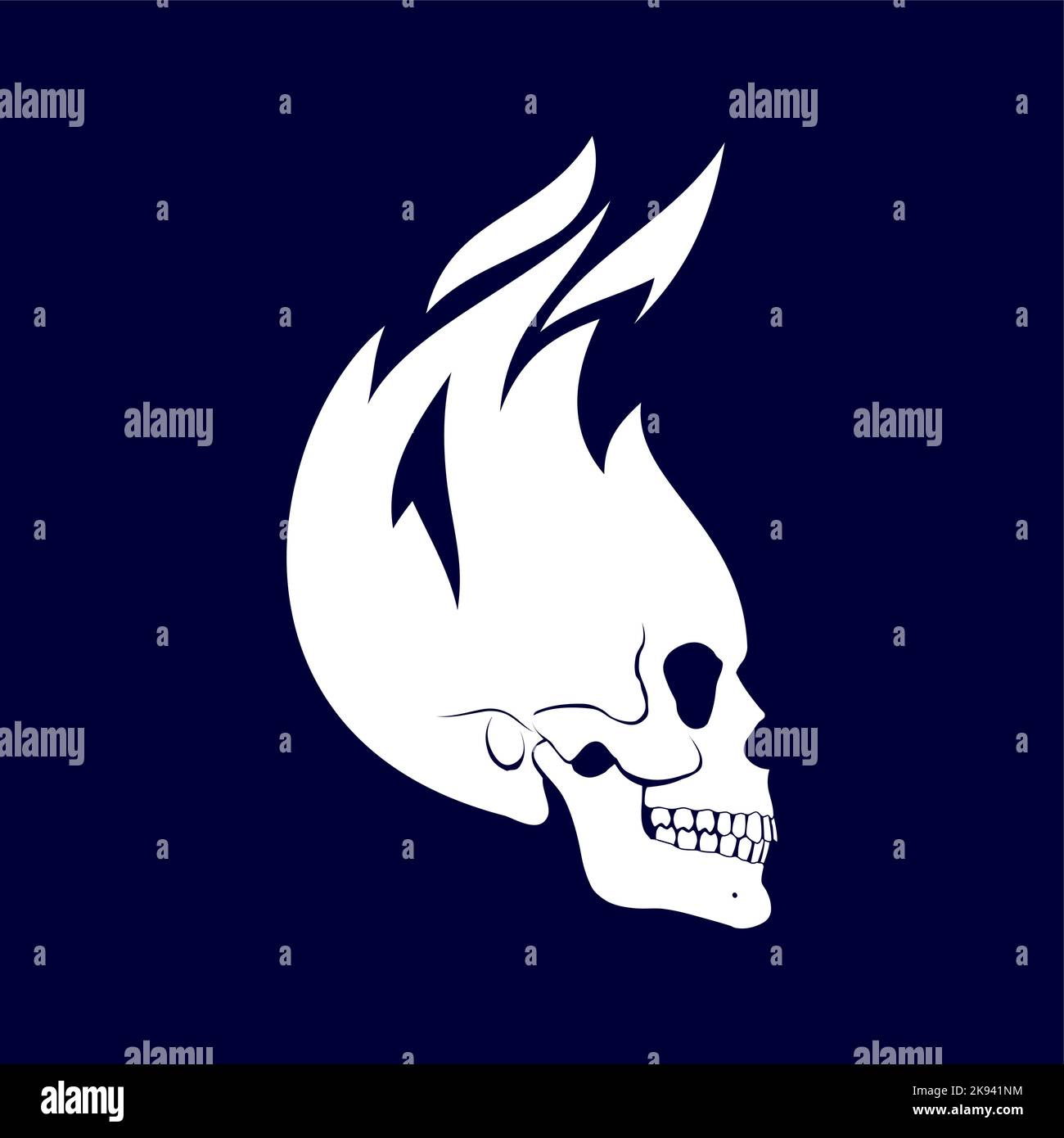 Élément de conception de profil de crâne à combustion blanche sur fond blanc Illustration de Vecteur