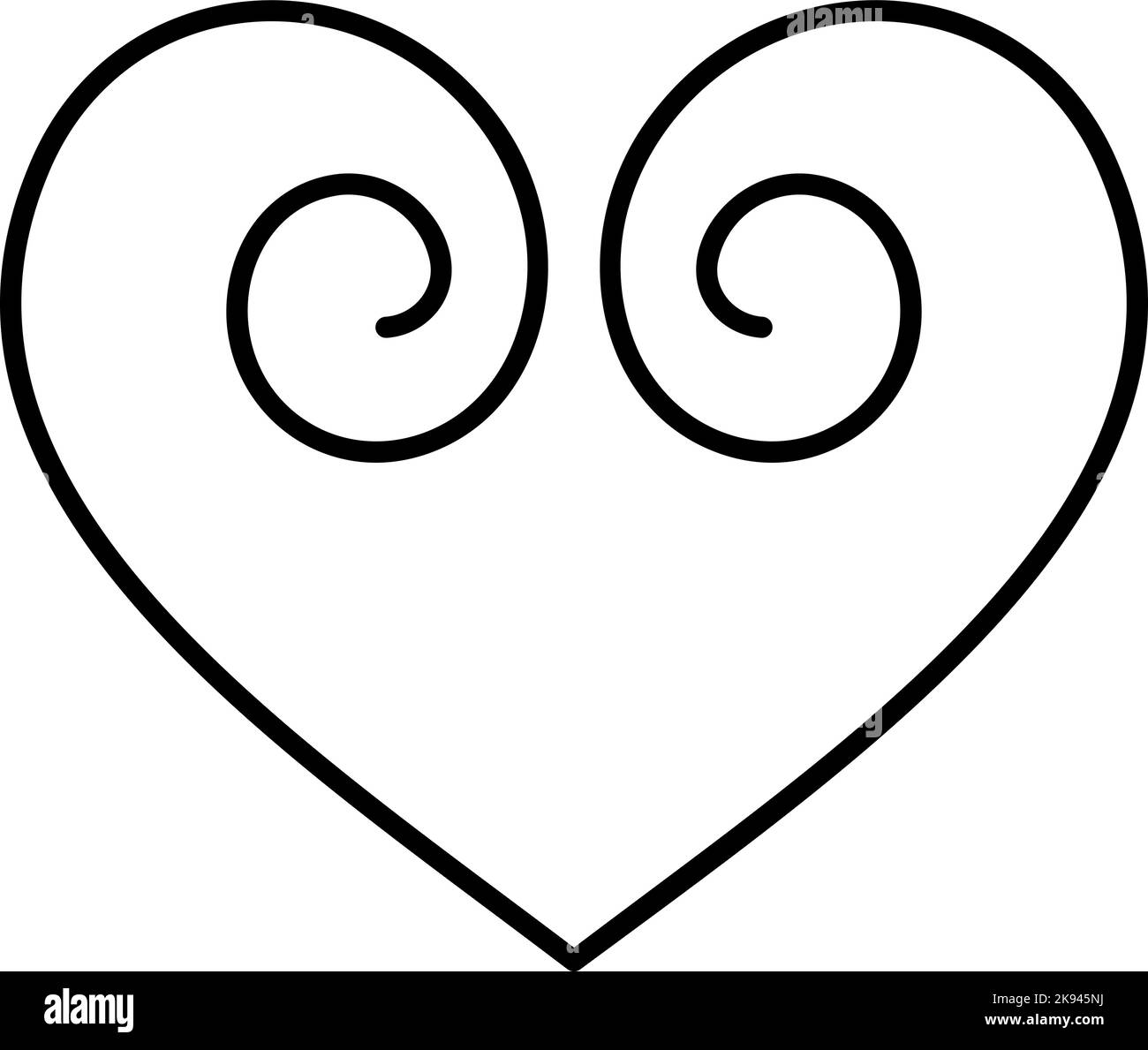 Signe du logo de noël main de l'amour monoline coeur. Couple de symboles d'illustration romantique Vector et mariage. Élément plat de conception de calligraphie de Illustration de Vecteur