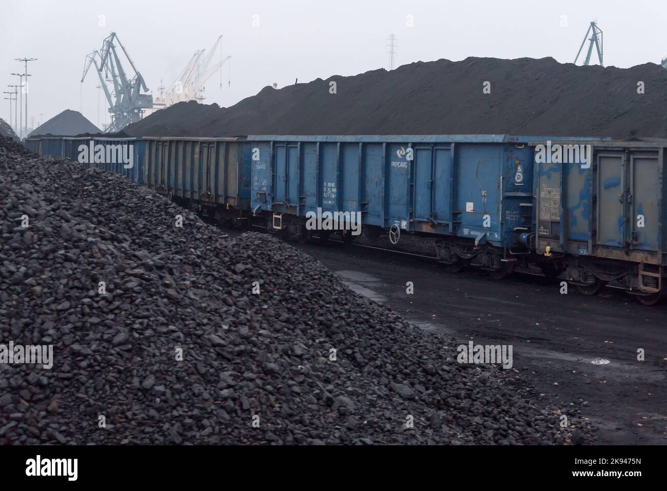 Charbon importé à Port de Gdansk, Pologne © Wojciech Strozyk / Alamy stock photo Banque D'Images
