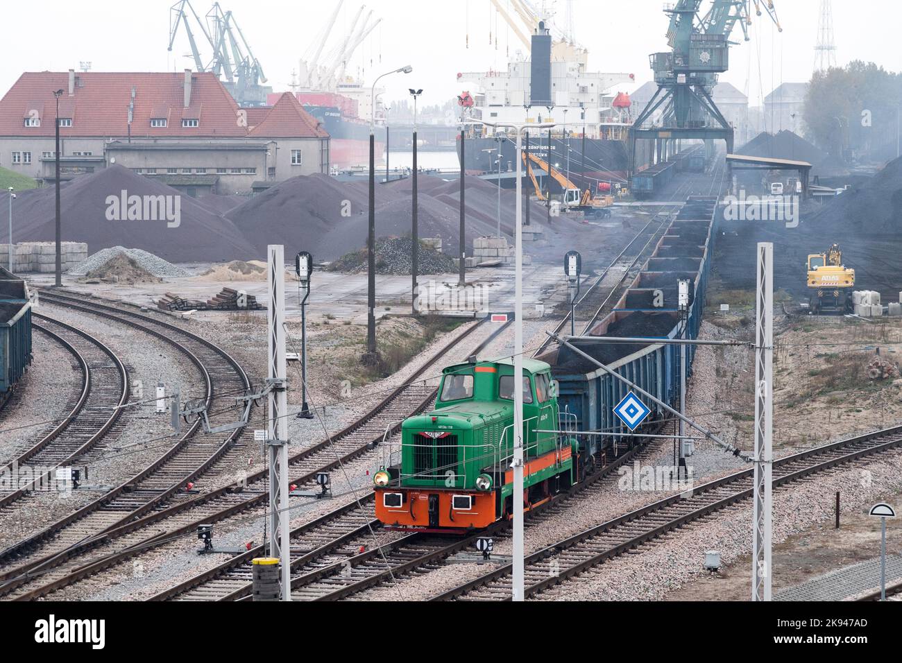 Charbon importé à Port de Gdansk, Pologne © Wojciech Strozyk / Alamy stock photo Banque D'Images