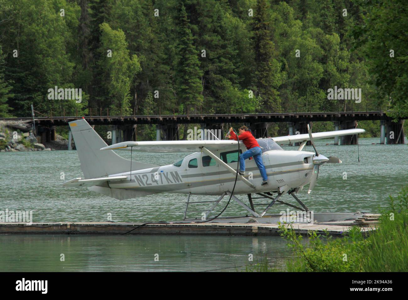 Avion de mer garée sur la péninsule de Kenai Borough, Alaska Banque D'Images