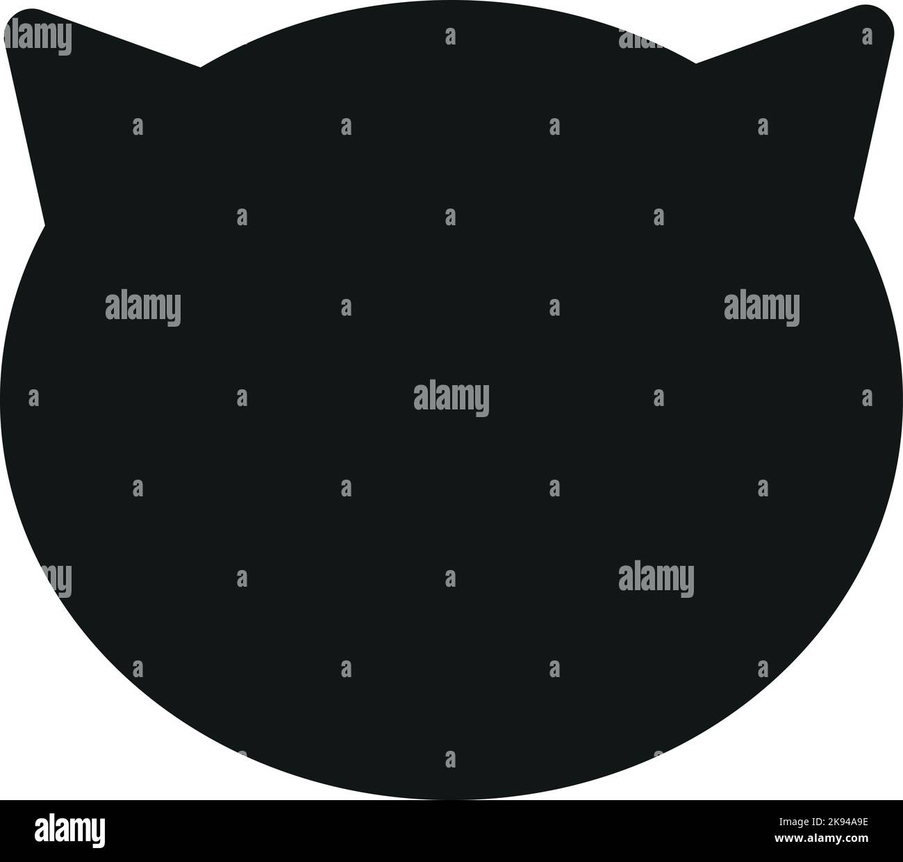 Silhouette de tête de chat simple sur fond blanc. Icône noire isolée. Vector art noir sur blanc. Illustration PET Illustration de Vecteur