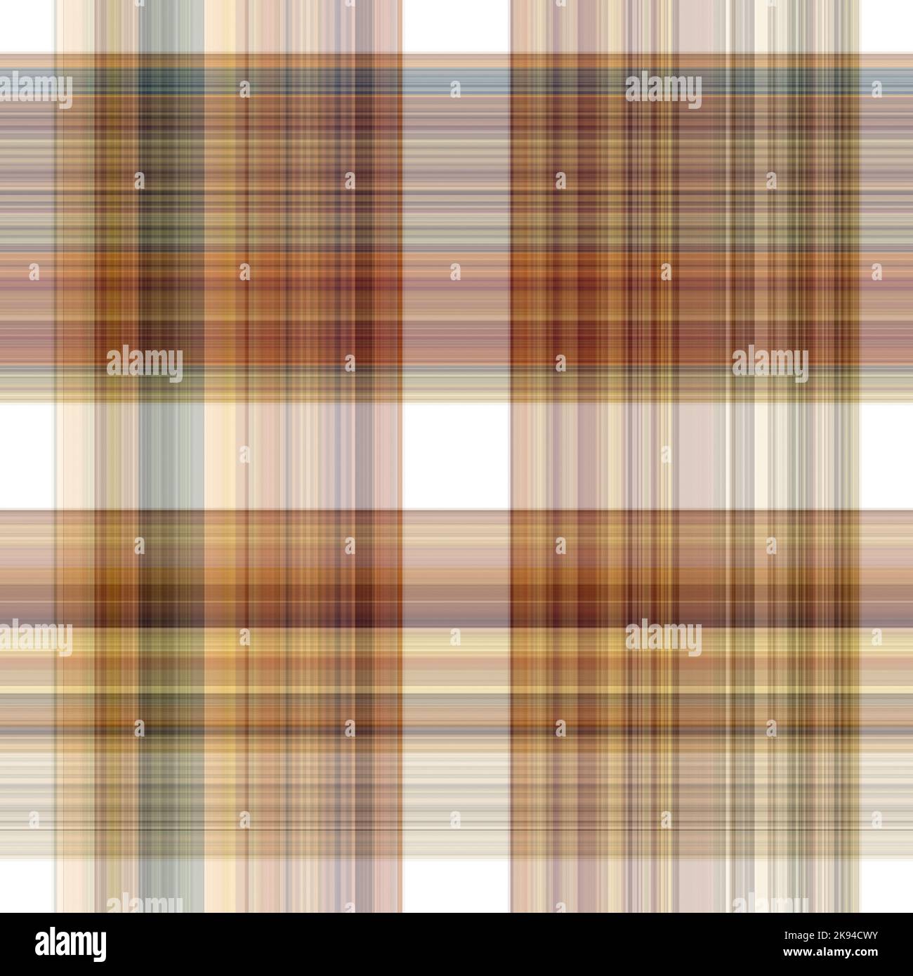 Tissu écossais blanc forêt à motif sans couture. Motif écossais de forêt automnale ton sur ton avec texture organique. Arrière-plan de bande orange pour papier peint rugueux. Banque D'Images