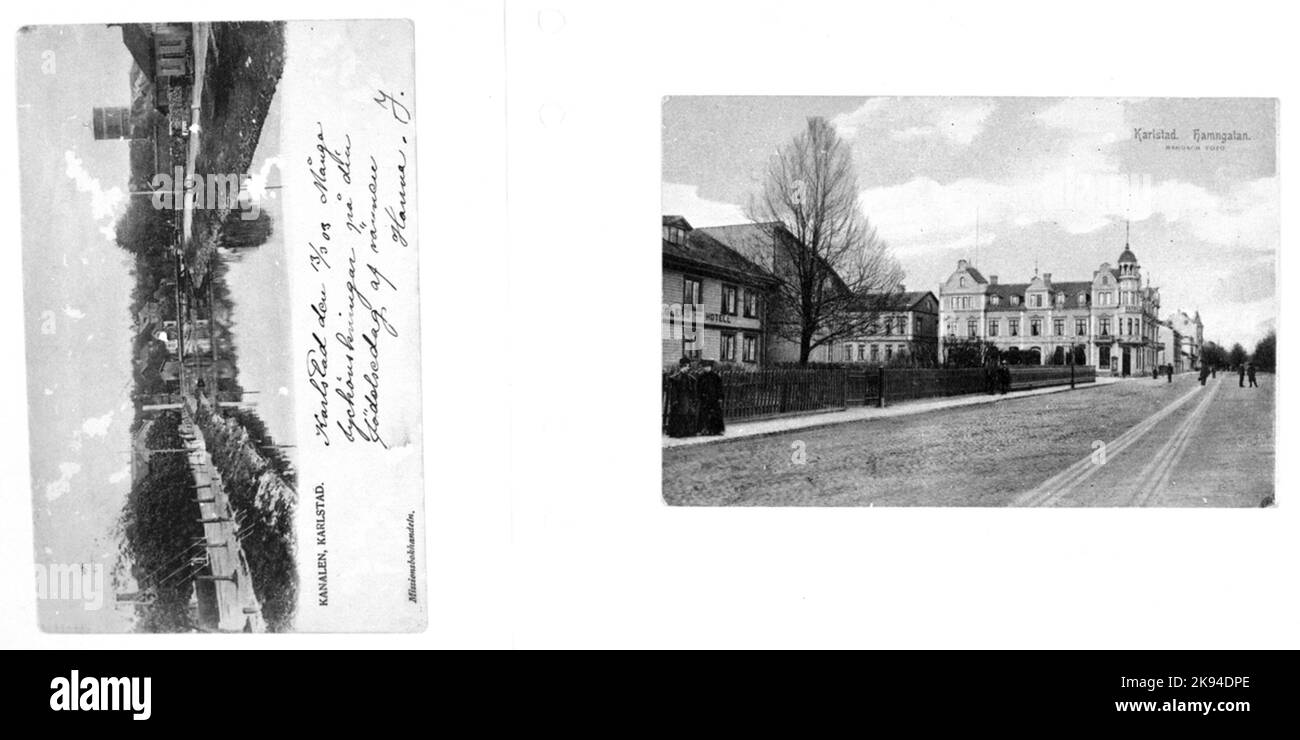 Feuilles avec 2 photos, cartes postales.bild1: Kanalenbild2: Hamngatan Banque D'Images