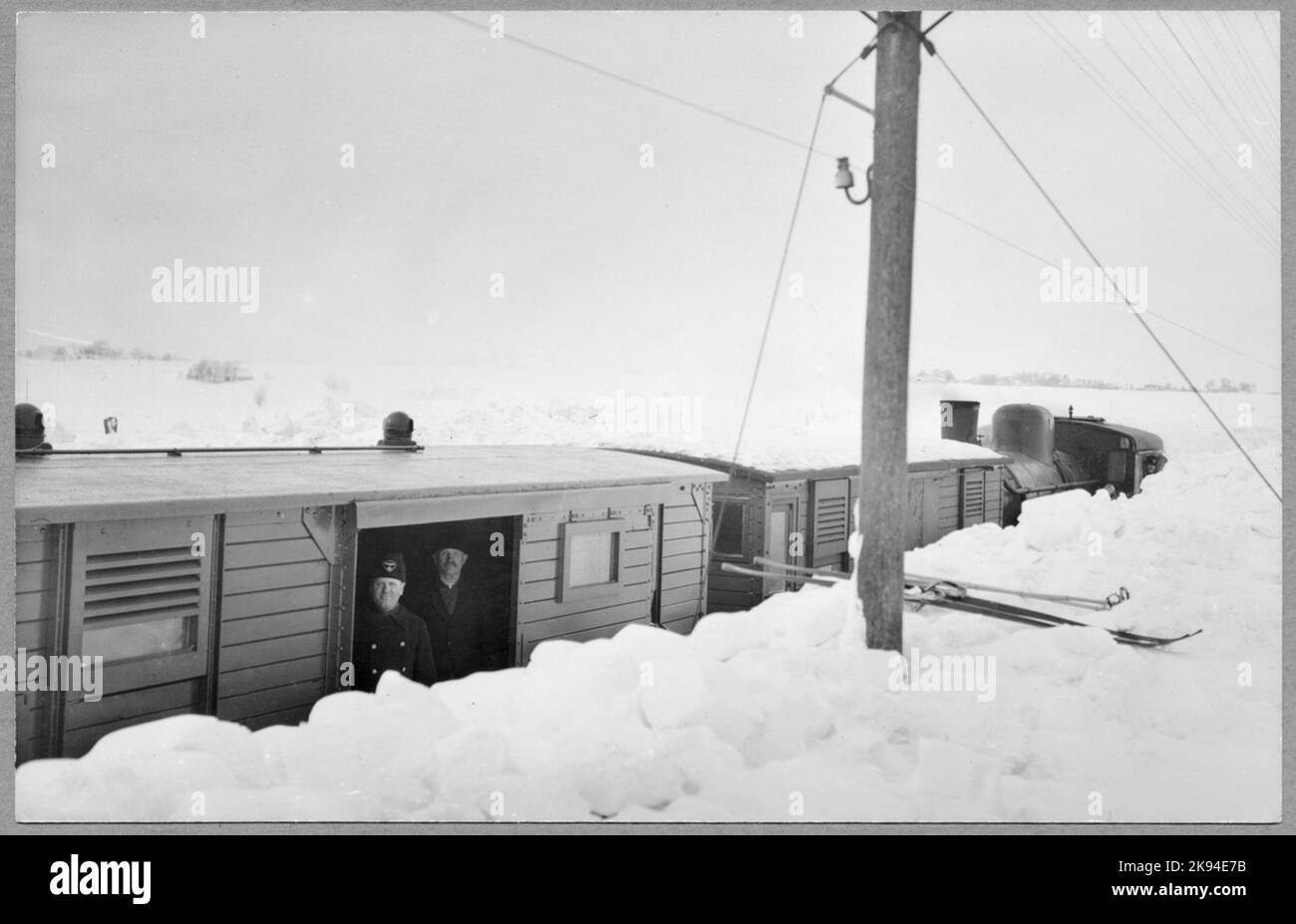 Sur 1 mars 1942, depuis la prise de la photo, les chutes de neige avaient augmenté d'environ 1 mètres de hauteur selon la ration 28 Ystad 18/3-42. Borrby - Hammenhög. Banque D'Images