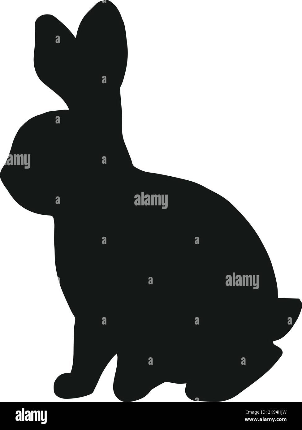 Silhouette de lapin isolée sur fond blanc. Illustration vectorielle noire dessinée à la main d'un lapin. Illustration vectorielle simple d'un animal Illustration de Vecteur