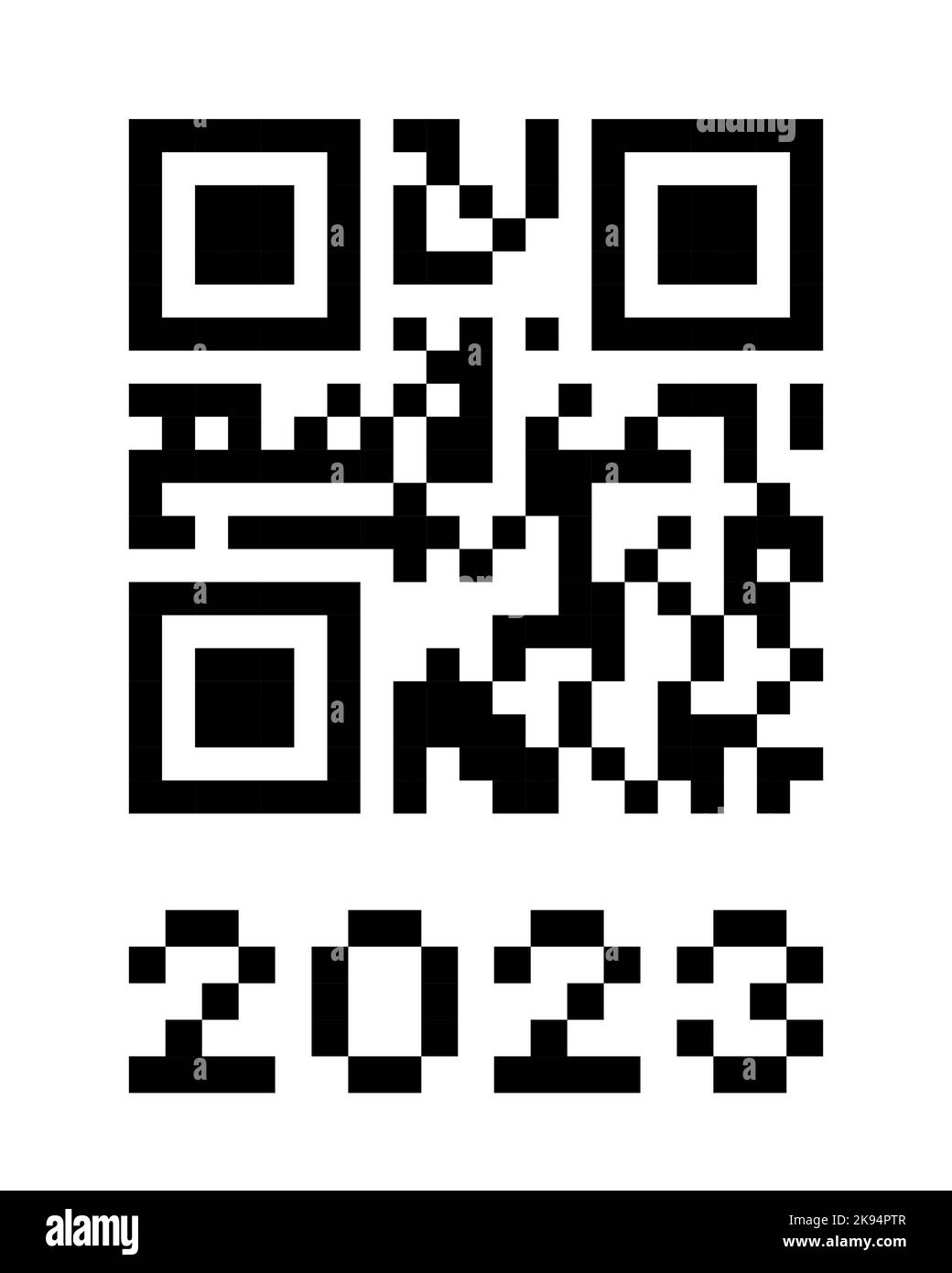 Nombre réel de codes QR 2023. Bonne année avec modèle de conception de code à barres de vaccination contre les covidés. Illustration de Vector eps pour la bannière, l'affiche, la carte de vœux, l'invitation Illustration de Vecteur
