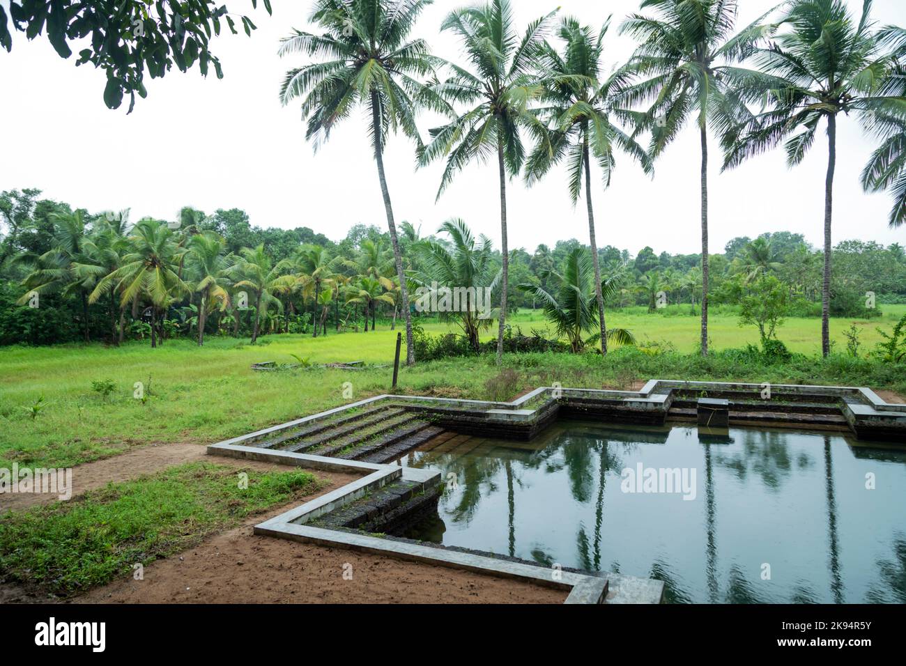 Magnifique temple d'eau douce étangs de Kerala Banque D'Images