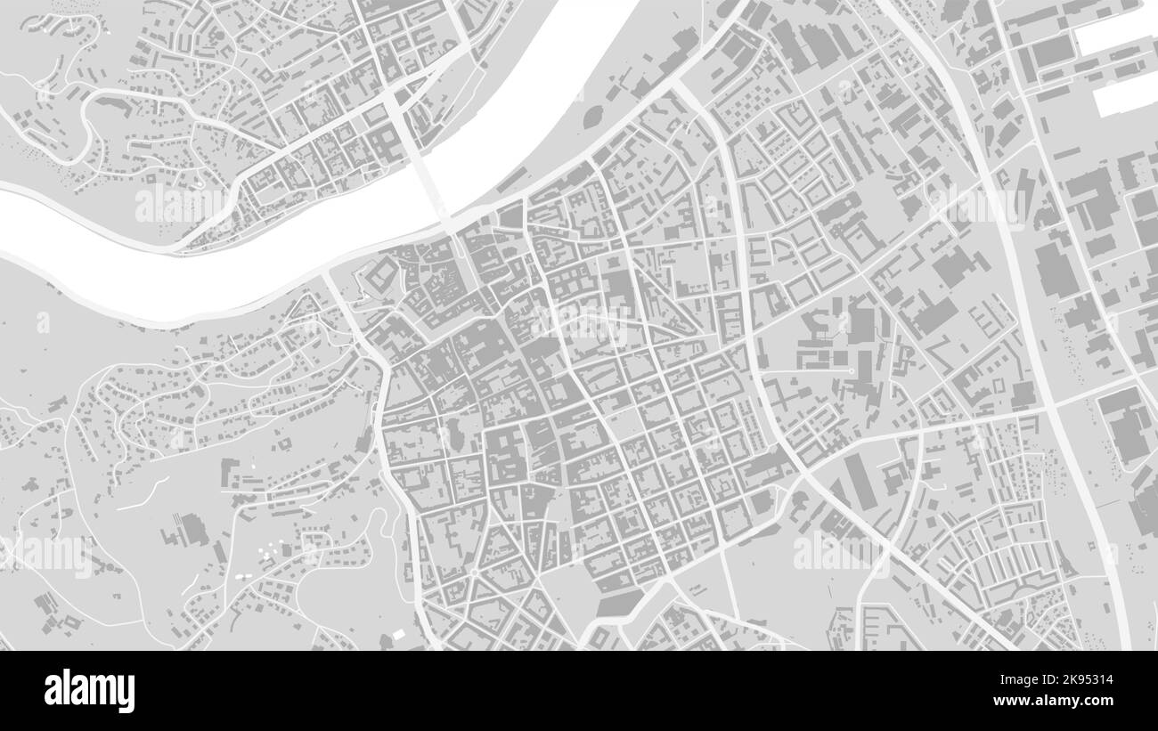 Blanc et gris clair carte d'arrière-plan vectorielle de la ville de Linz, illustration des routes et de la cartographie de l'eau. Format écran large, design numérique plat Roadma Illustration de Vecteur