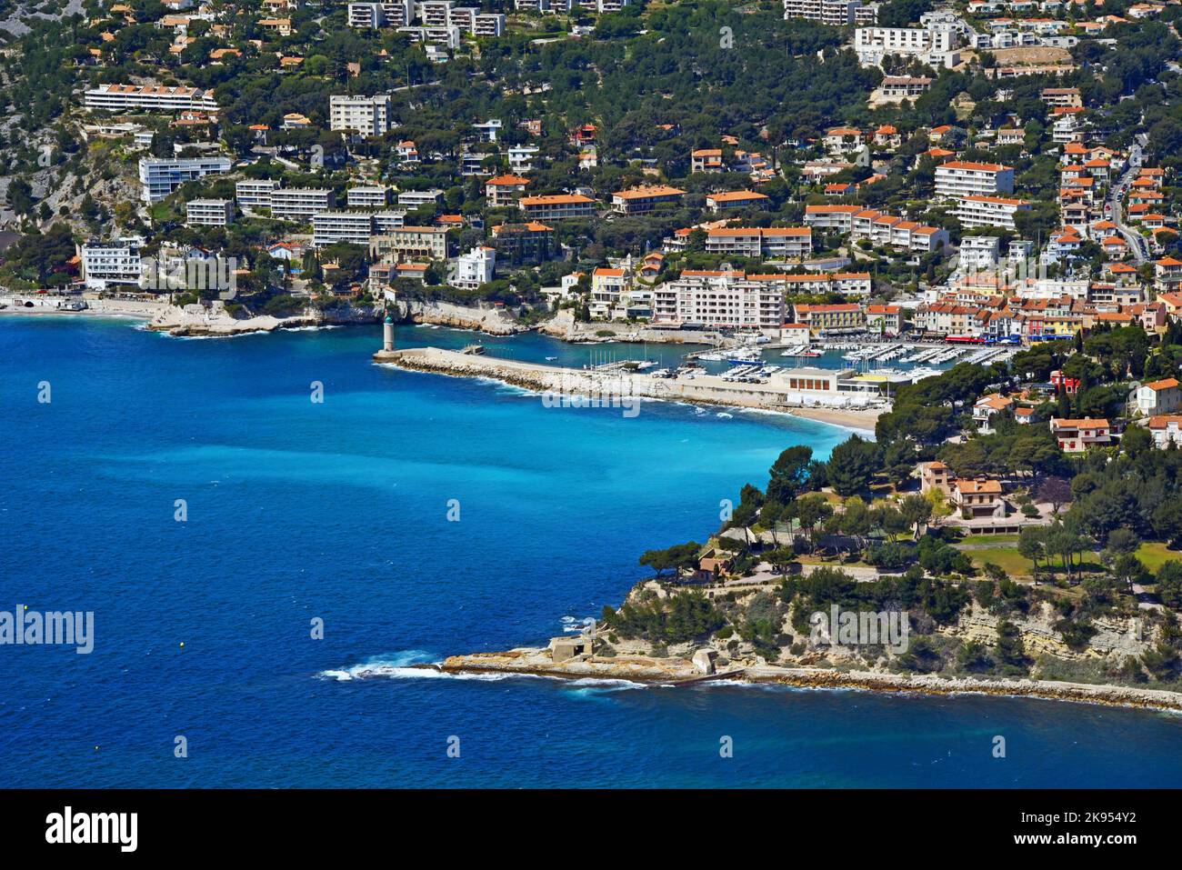 Cassis vue de la route des Crétes, France, Bouches du Rhône Banque D'Images
