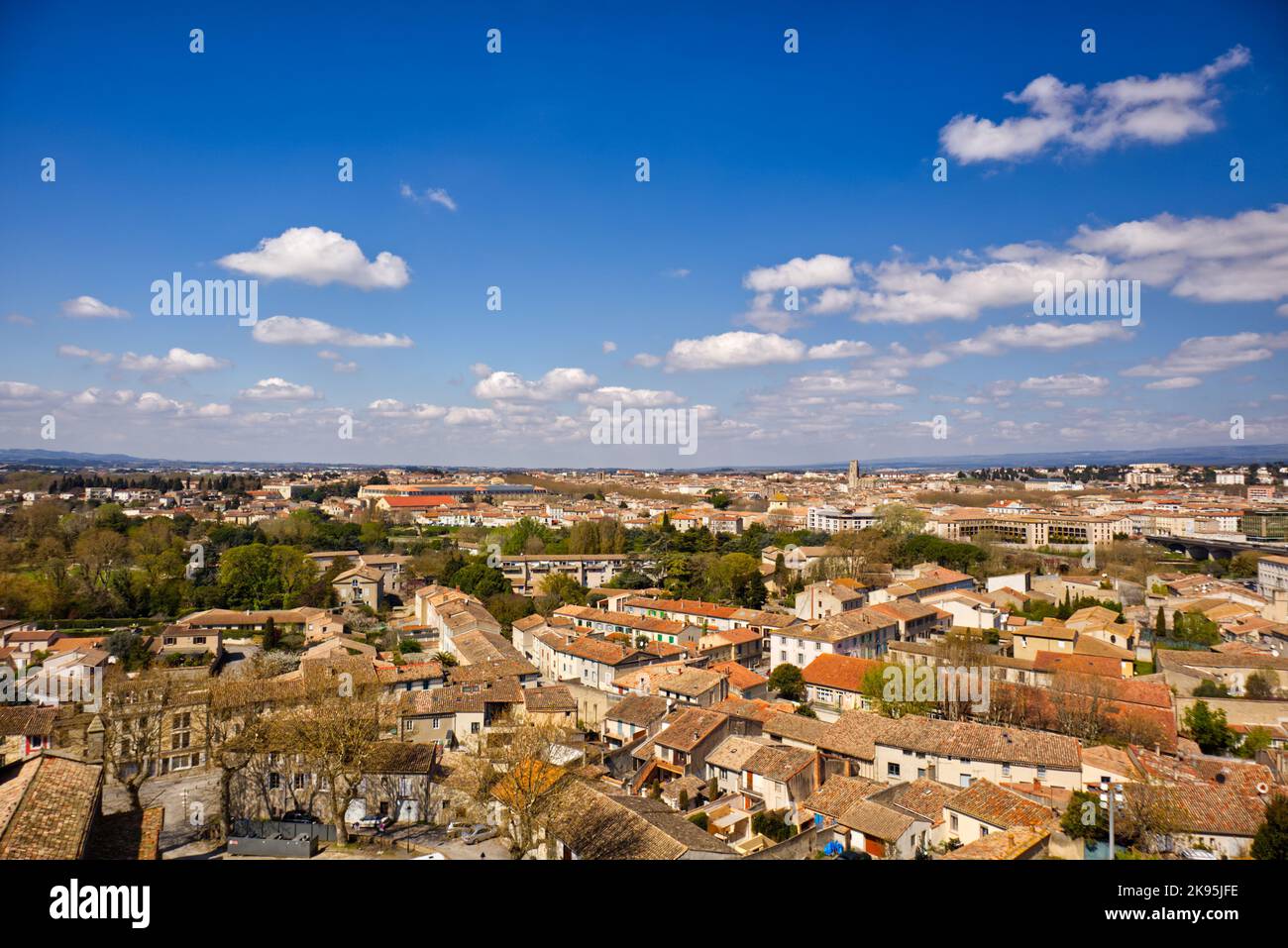 Une photo aérienne du paysage urbain pittoresque de Carcassonne en France Banque D'Images