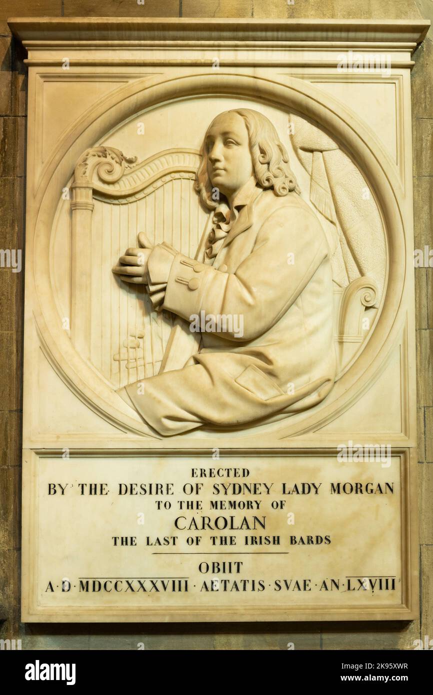 Irlande Dublin Cathédrale St Patrick l'église d'Irlande a été fondée catholique 1191 dévouement gothique Turlough O'Carolan aveugle harpiste celtique irlandaise Banque D'Images