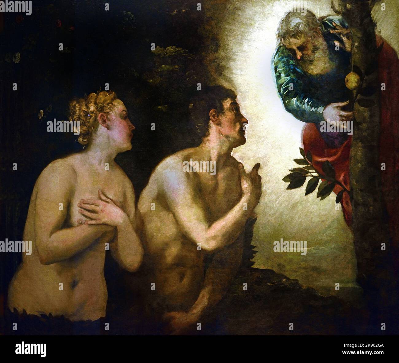 Expulsion d'Adam et Eve du jardin d'Éden 1550 par Jacopo Tintoretto (nom réel Jacopo Comin 1518 - 1594) Jacopo ROBUSTI Banque D'Images