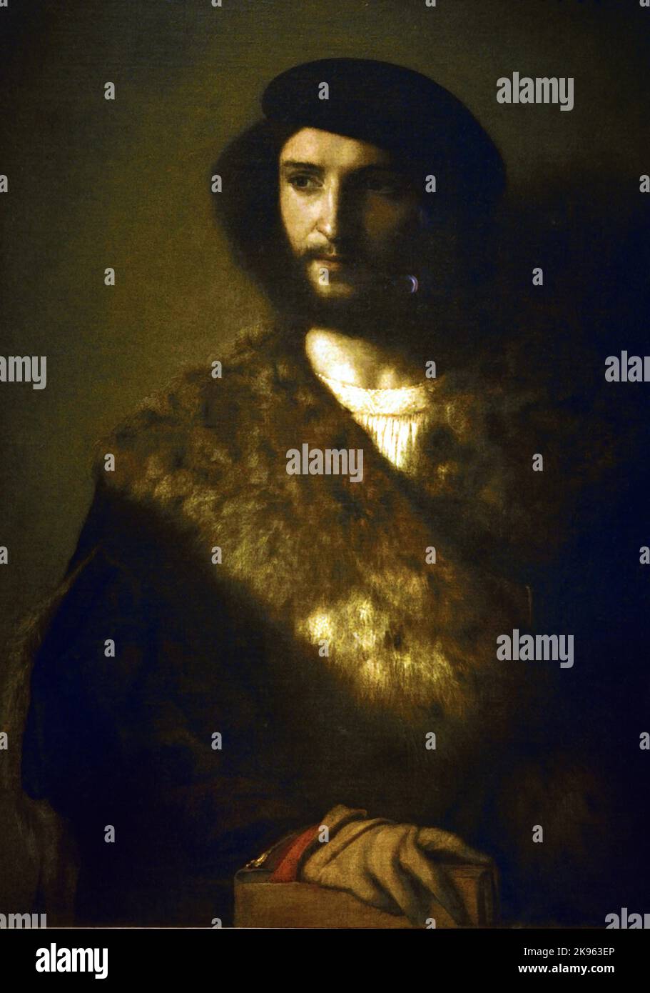 Portrait d'un homme, l'homme malade, par, Titien, (Pieve di Cadore 1488/90 - Venise 1576), Florence, Italie, 1514, Galerie des Offices, Florence, Toscane, Banque D'Images