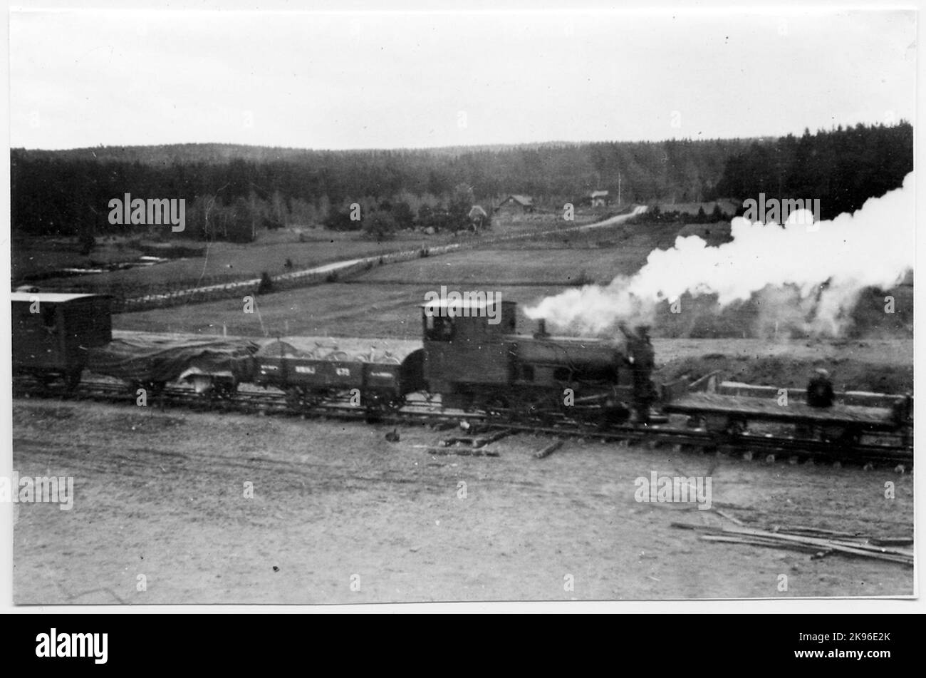 Gravier à Rumskulla. Chemin de fer Norsholm Västervik Hultsfred, NVHJ Lok 4. Banque D'Images