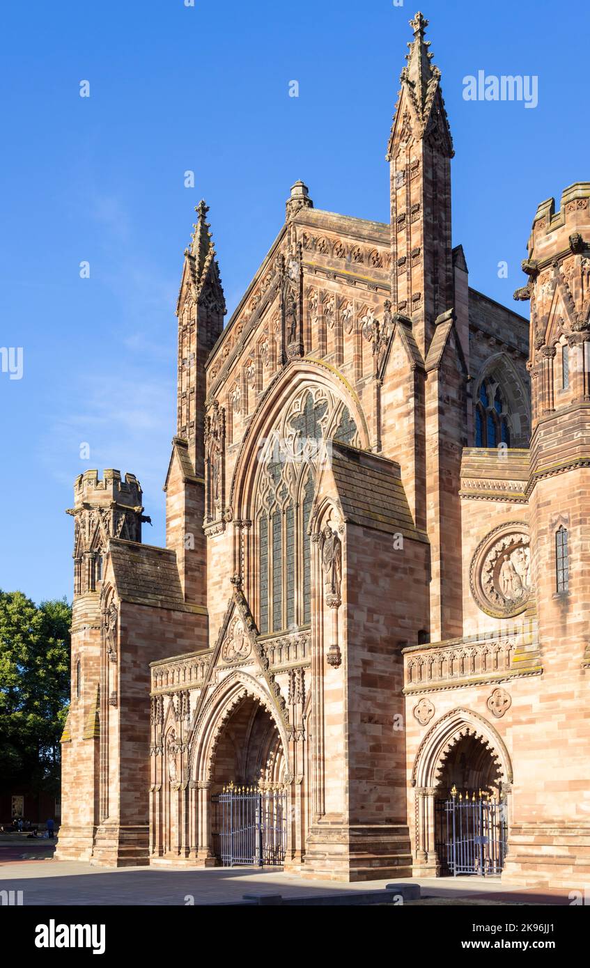 Façade de la cathédrale de Hereford Hereford Cathedral Hereford Hereford Herefordshire England UK GB Europe Banque D'Images