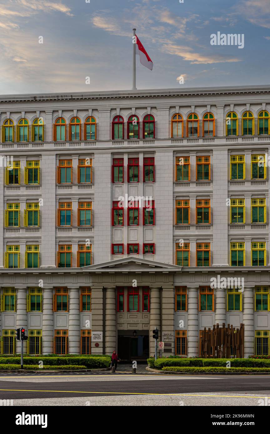 Le poste de police de Old Hill Street, Singapour Banque D'Images