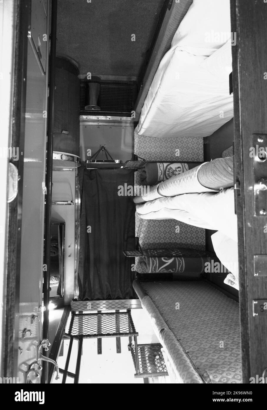 Chemins de fer nationaux, SJ WLBO 14. Coin couchage de deuxième classe. Banque D'Images