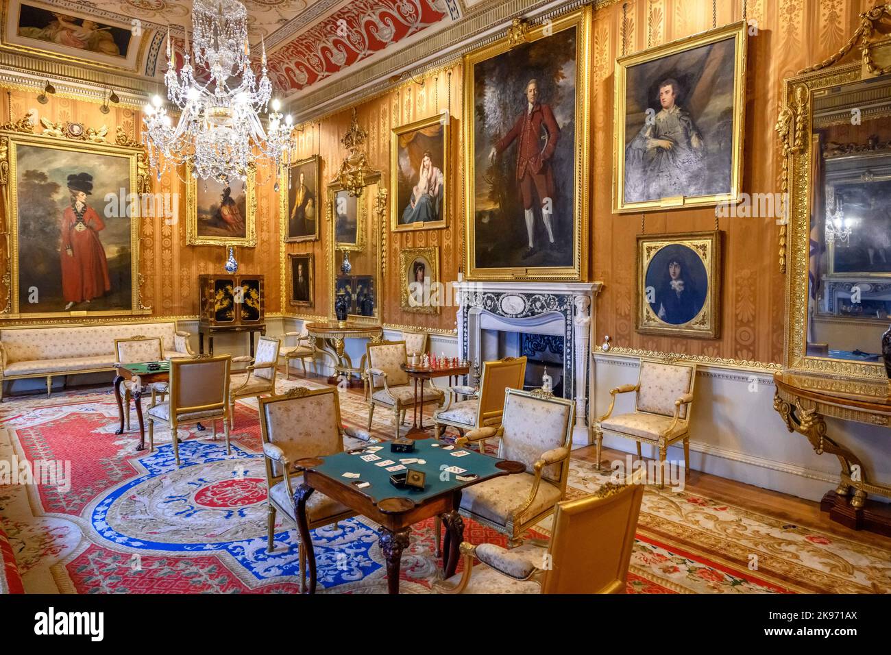 The Cinnamon Drawing Room, Harewood House, près de Leeds, West Yorkshire, Angleterre, ROYAUME-UNI Banque D'Images