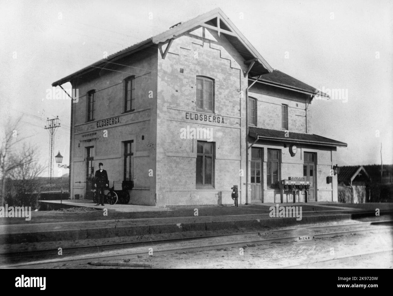 Skåne - Halland Railway, SHJ, Eldsberga Railway Station. Maintenant à construire un étage. Banque D'Images