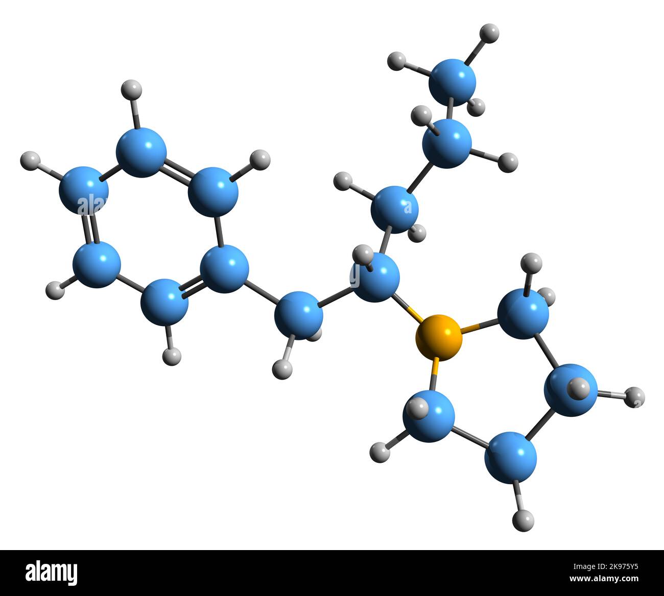 3D image de la formule squelettique Prolintane - structure chimique moléculaire du stimulant isolé sur fond blanc Banque D'Images
