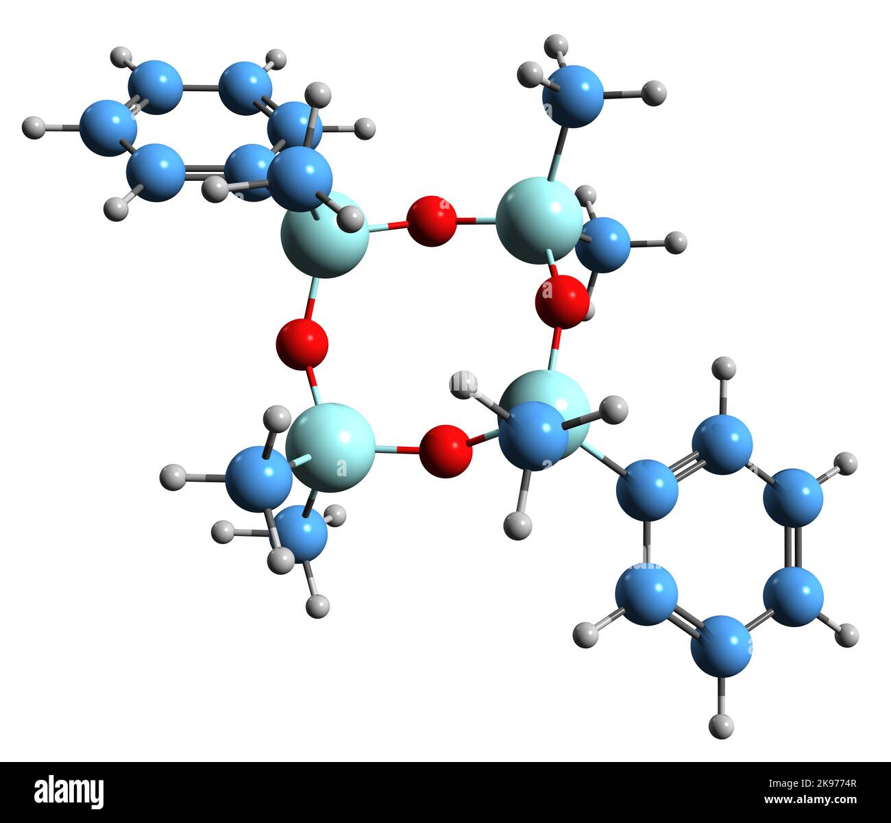 3D image de la formule squelettique Quadrosilan - structure chimique moléculaire de l'œstrogène non stéroïdien synthétique isolé sur fond blanc Banque D'Images