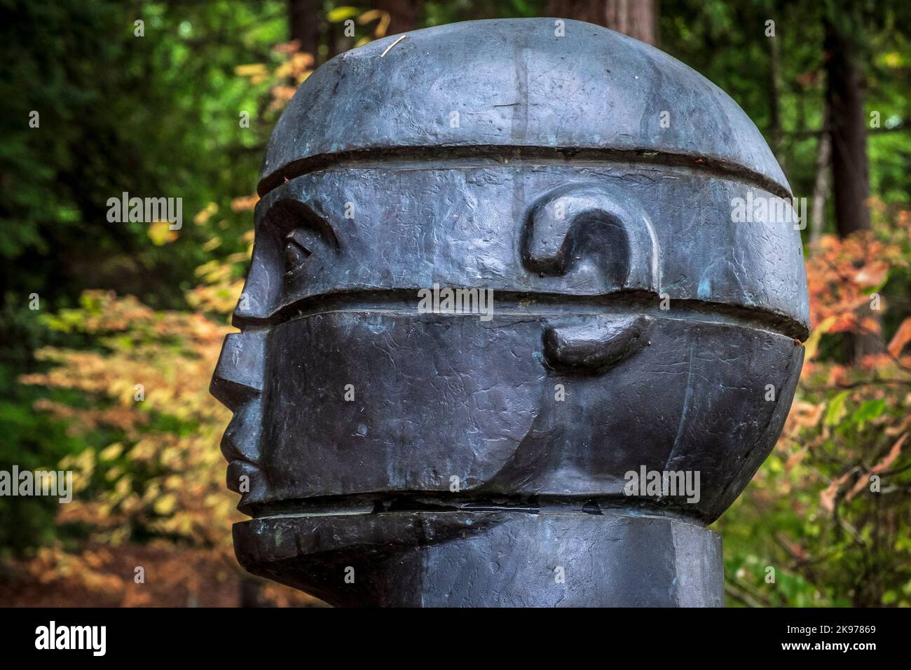 Sculpture au Big Rock Garden Park, Bellingham, Washington, États-Unis Banque D'Images
