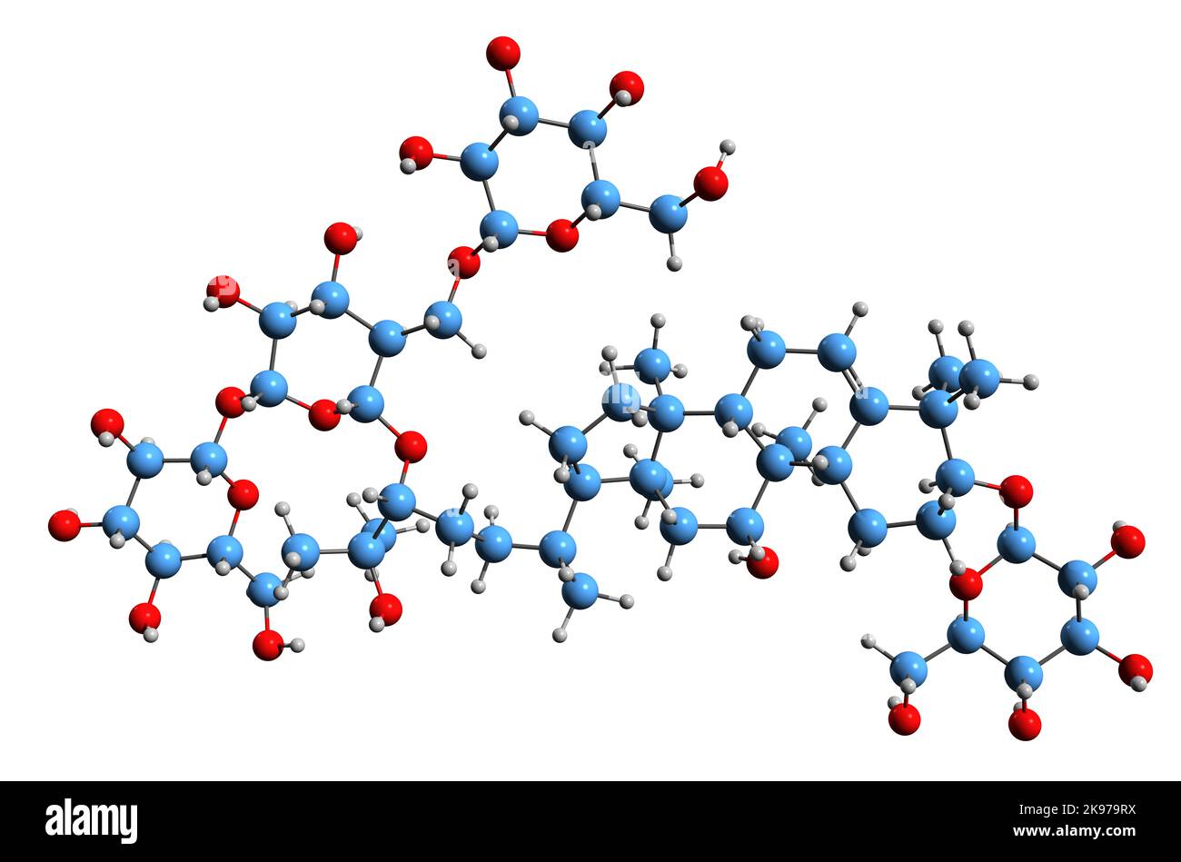 3D image de la formule squelettique de Siamenoside I - structure chimique moléculaire de l'édulcorant naturel isolé sur fond blanc Banque D'Images