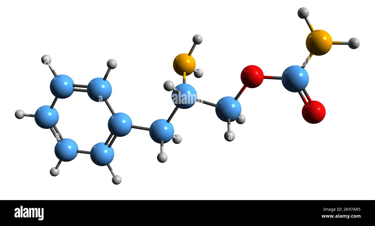 3D image de la formule squelettique du Solriamfetol - structure chimique moléculaire du médicament favorisant l'éveil isolé sur fond blanc Banque D'Images