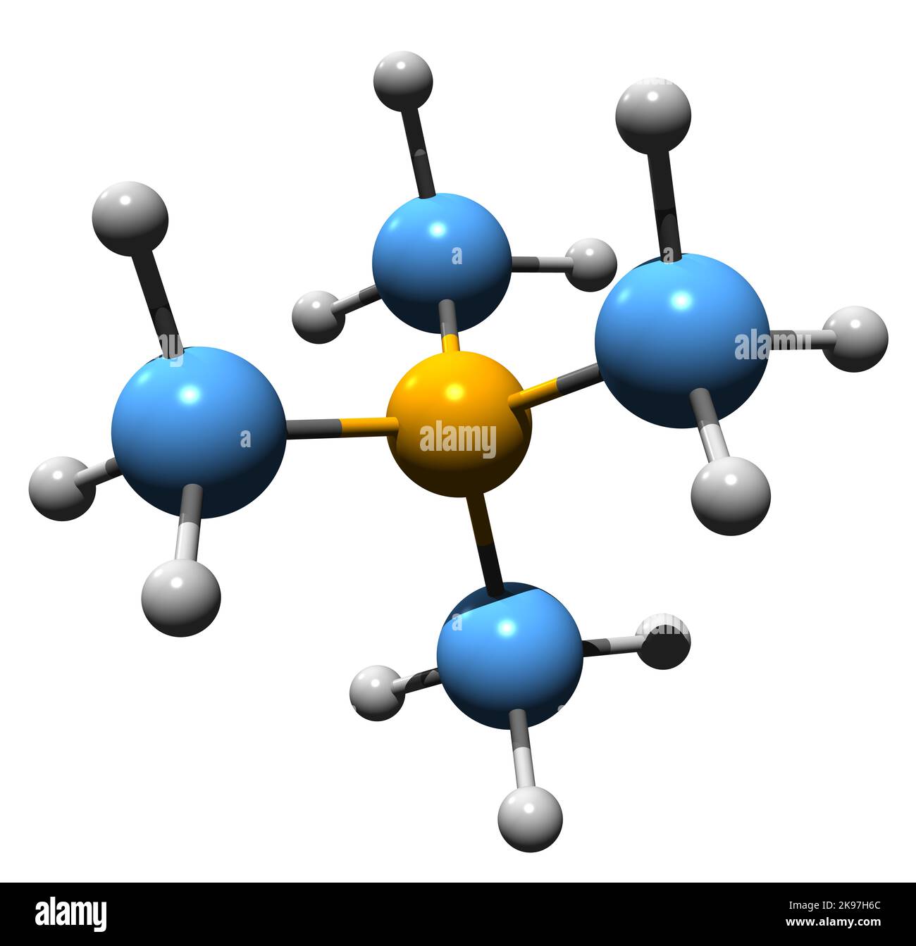 3D image de la formule squelettique de l'hydroxyde de tétraméthylammonium - structure chimique moléculaire de l'hydroxyde de triméthylméthanaminium TMAH isolé sur b blanc Banque D'Images