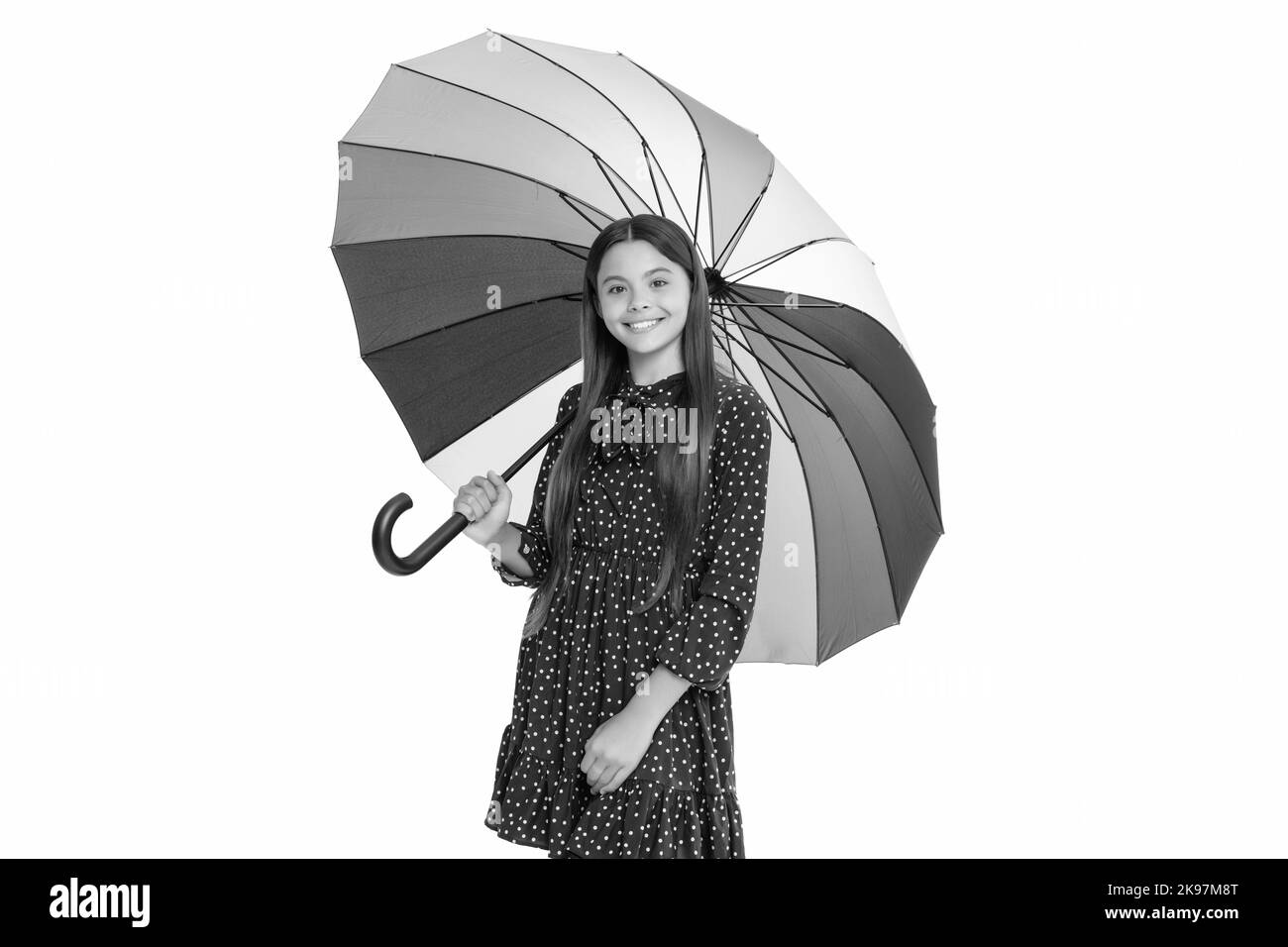 météo pluvieuse. retour à l'école. accessoire de mode d'automne. jeune fille élégante. Banque D'Images