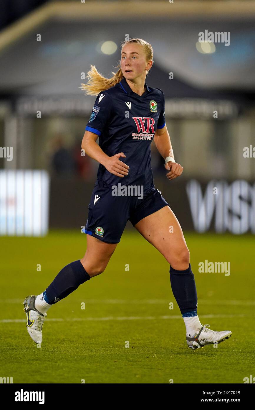 Helen Seed de Blackburn Rovers en action lors du match de la coupe continentale de la Ligue des femmes de la FA du groupe B au stade de l'Académie, à Manchester. Date de la photo: Mercredi 26 octobre 2022. Banque D'Images