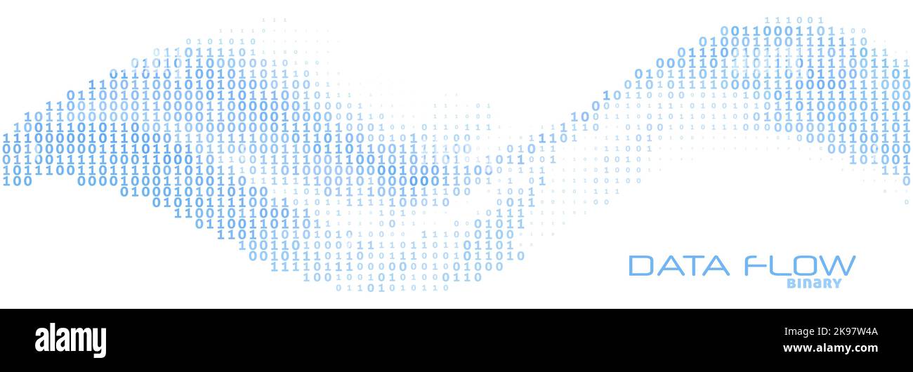 Flux de données numériques par onde de code binaire bleue. Graphiques vectoriels Illustration de Vecteur