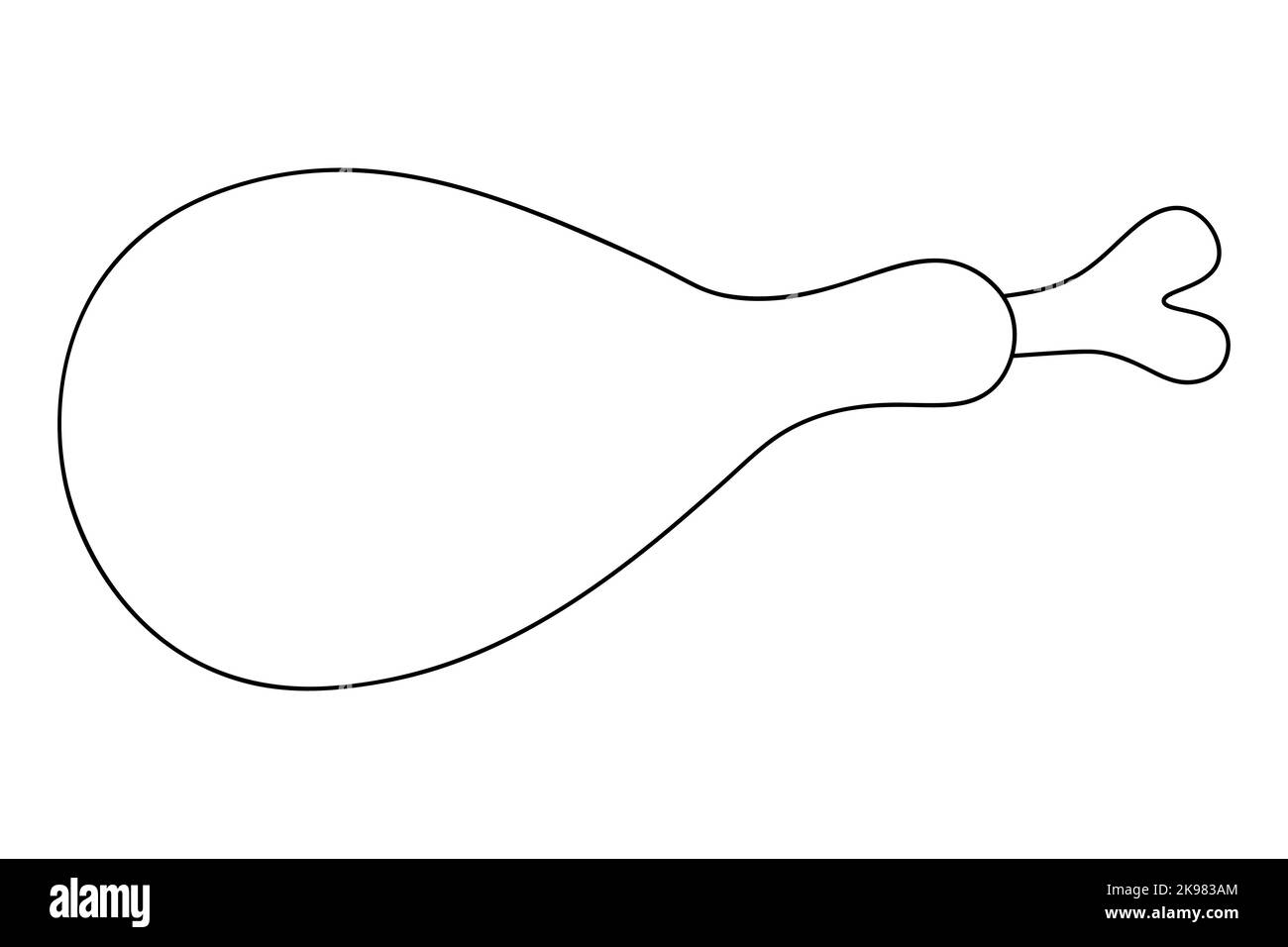 Pilon de poulet. Jambe de dinde. Viande grillée. Illustration vectorielle. Sur un arrière-plan blanc isolé. Style Doodle. Livre de coloriage Illustration de Vecteur