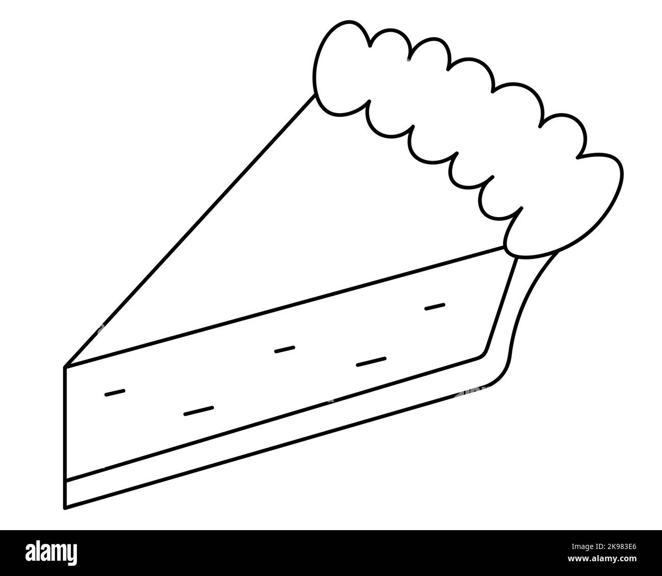 Morceau de gâteau. Pâtisserie à la citrouille. Illustration vectorielle. Sur un arrière-plan blanc isolé. Style Doodle. Esquisse. Symbole du jour de Thanksgiving. Illustration de Vecteur