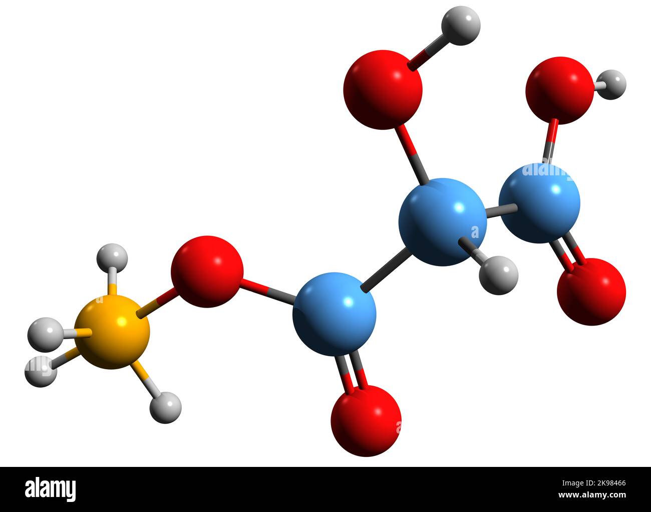 3D image de la formule squelettique du malate d'ammonium - structure chimique moléculaire de l'hydroxybutanedioate d'ammonium isolé sur fond blanc Banque D'Images