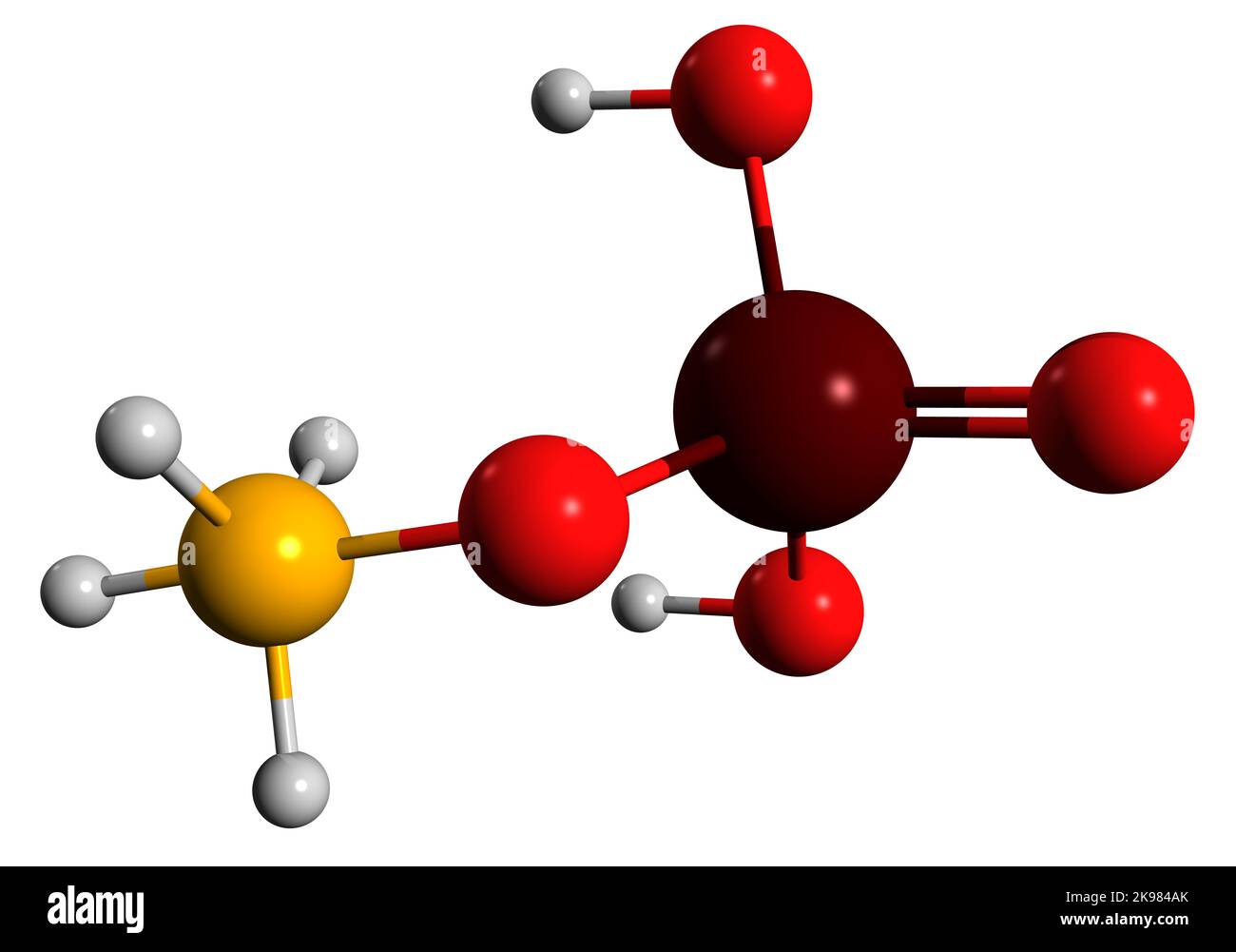 3D image de la formule squelettique de phosphate dihydrogène d'ammonium - structure chimique moléculaire de l'engrais agricole isolé sur fond blanc Banque D'Images