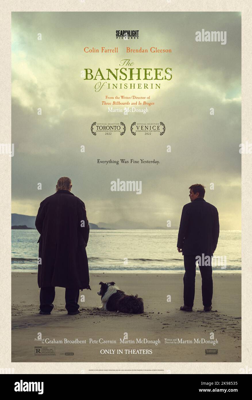 DATE DE SORTIE: 13 octobre 2022. TITRE: Les Banshees d'Inisserin. STUDIO: Searchlight photos. DIRECTEUR: Martin McDonagh. COMPLOT : deux amis de longue date se retrouvent dans une impasse lorsque l’on met brutalement fin à leur relation, avec des conséquences alarmantes pour les deux. AVEC: COLIN FARRELL comme Padraic Suilleabhain, BRENDAN GLEESON comme Colm Doherty poster Art. (Credit image: © Searchlight Pictures/Entertainment Pictures) Banque D'Images