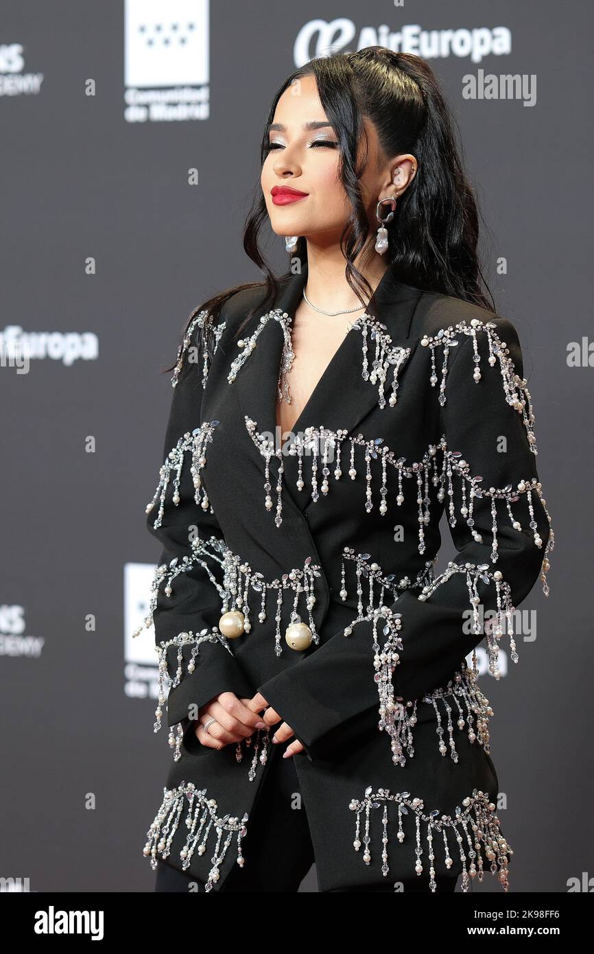 Madrid, Espagne. 26th octobre 2022. La chanteuse américaine Rebbeca Marie Gómez?, connue artistiquement sous le nom de Becky G pose lors de la photo du concert acoustique latin Grammy pour honorer les nominés latino-AMÉRICAINS GRAMMY de cette année à la Plaza de Toros de las Ventas à Madrid. (Photo par Atilano Garcia/SOPA Images/Sipa USA) crédit: SIPA USA/Alay Live News Banque D'Images