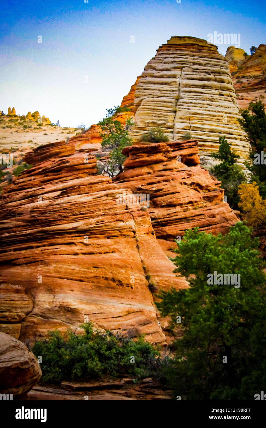 Beehive Rock dans le parc national de Zion, Utah Banque D'Images