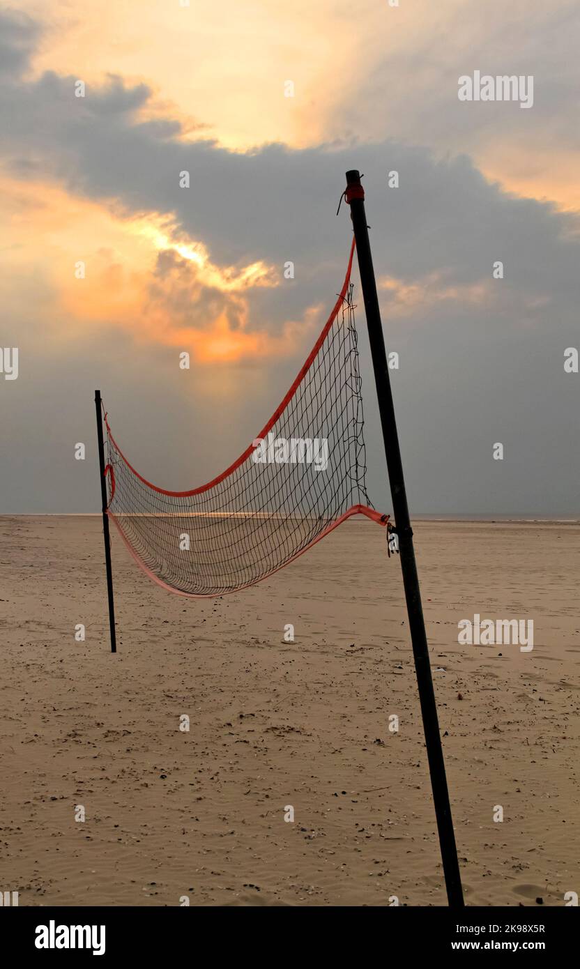 Beach Volleyball Net, Île de Juist, Allemagne Banque D'Images