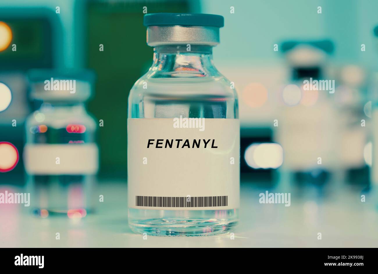 Flacon médical de fentanyl. Le fentanil est un opioïde utilisé comme analgésique et comme médicament d'anesthésie. Banque D'Images