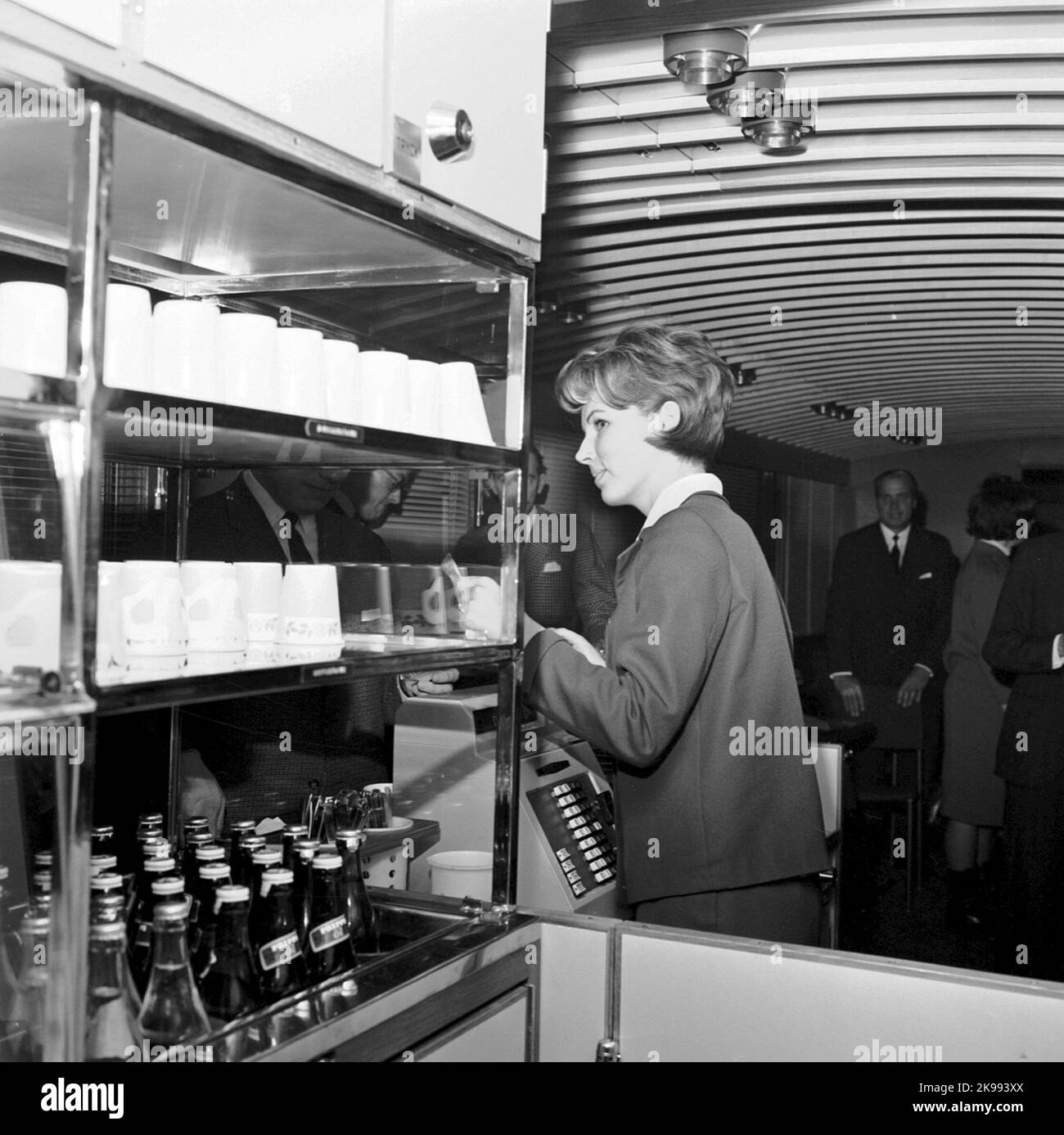 Chariot auto-étiquette, restaurants de circulation, tr Banque D'Images