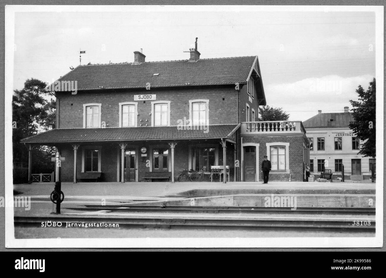 Gare de Sjöbo et hôtel de chemin de fer. Banque D'Images