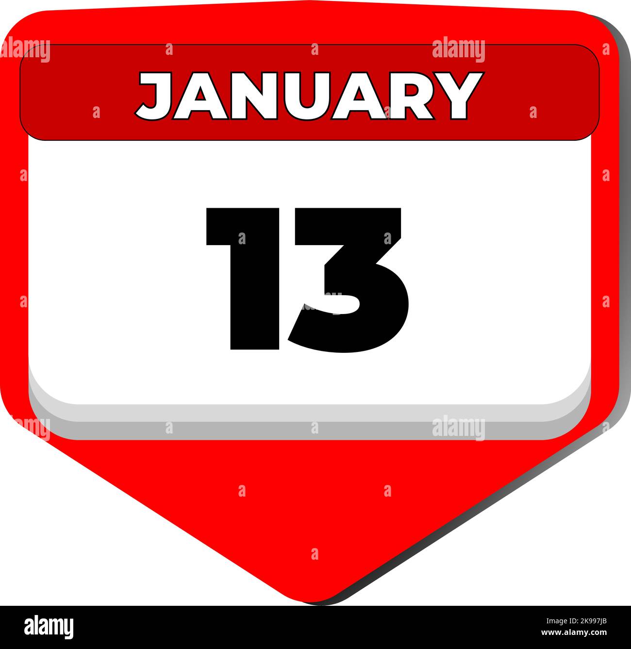 13 janvier Vector icône calendrier jour. 13 date de janvier. Treizième jour de janvier. 13th numéro de date. calendrier de 13 jours. Treize date Image Vectorielle Stock - Alamy