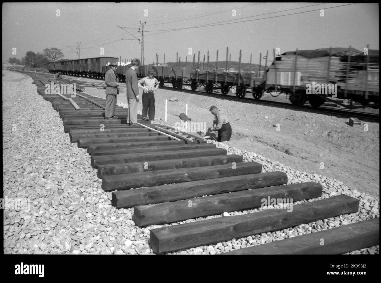 Bâtiment à double voie sur la ligne Örebro-Frövi. Banque D'Images