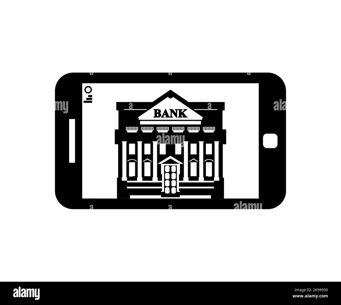 Signe de banque Internet. Icône de banque en ligne. Services bancaires en ligne. Gadget et bâtiment de banque Illustration de Vecteur