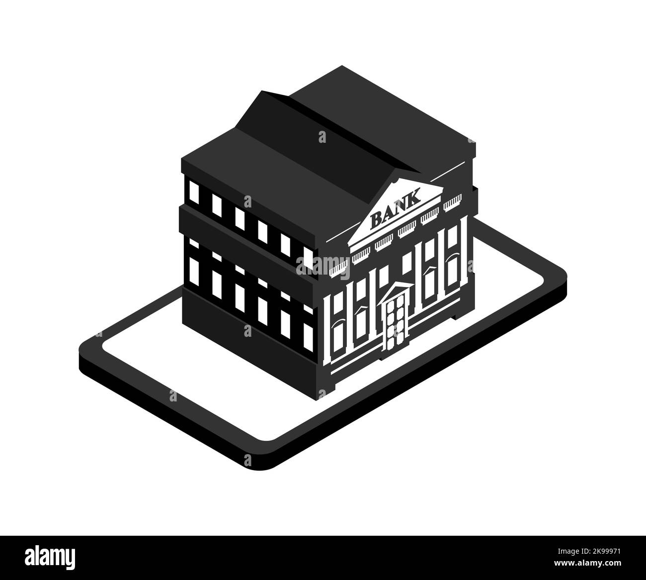 Signe de banque Internet. Icône de banque en ligne. Services bancaires en ligne. Gadget et bâtiment de banque Illustration de Vecteur